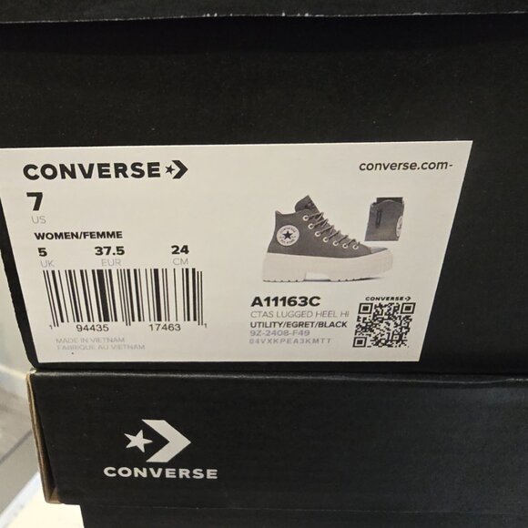 Womens Converse CHUCK TAYLOR ALL STAR LUGGED HEEL PLATFORM LEATHER HI SZ 7 GREEN - Picture 12 of 14